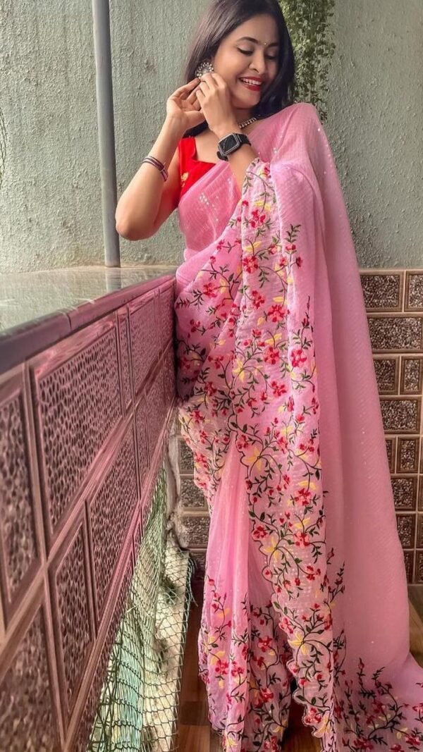 Weightless Heavy Embroidery Multi Sequence Sarees 03