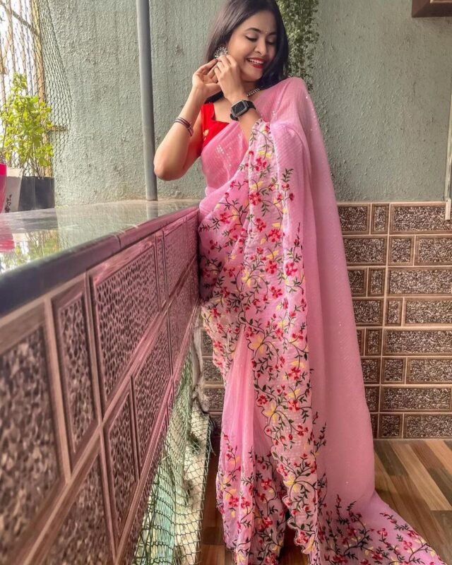 Weightless Heavy Embroidery Multi Sequence Sarees 03