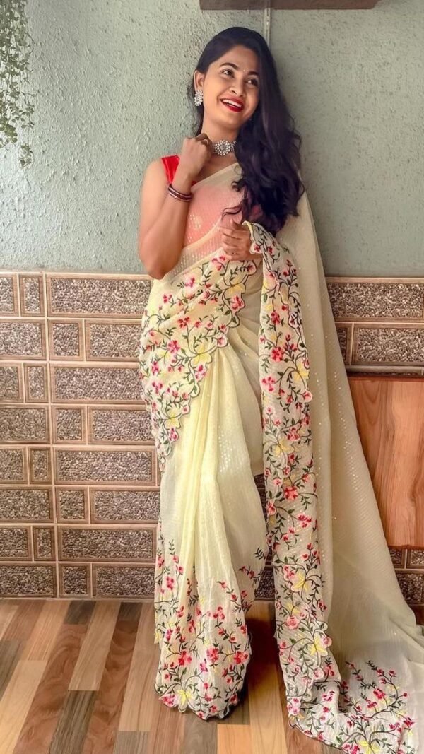 Weightless Heavy Embroidery Multi Sequence Sarees 04