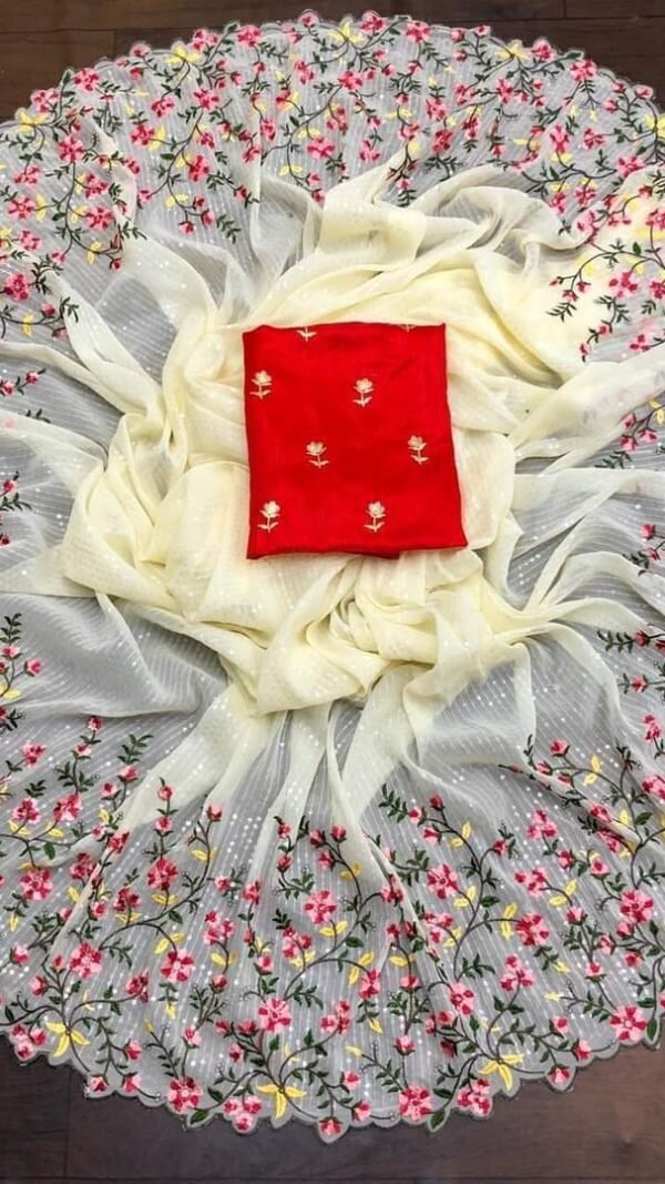 Weightless Heavy Embroidery Multi Sequence Sarees 02