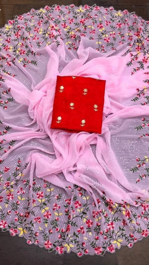 Weightless Heavy Embroidery Multi Sequence Sarees 03