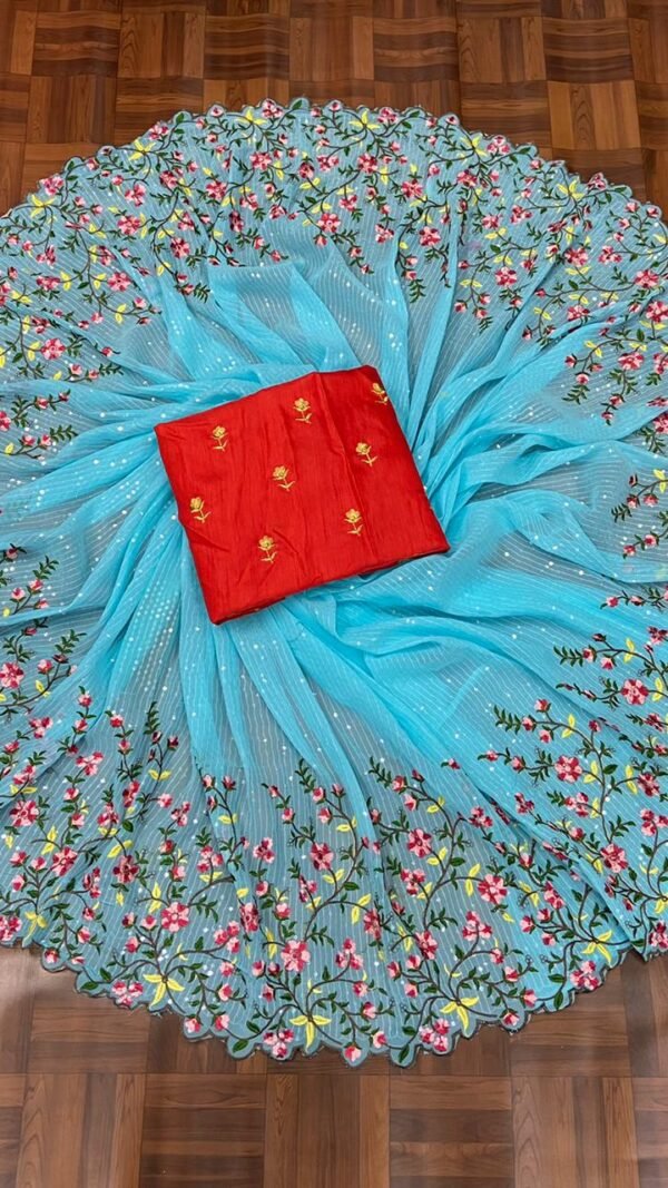 Weightless Heavy Embroidery Multi Sequence Sarees 08