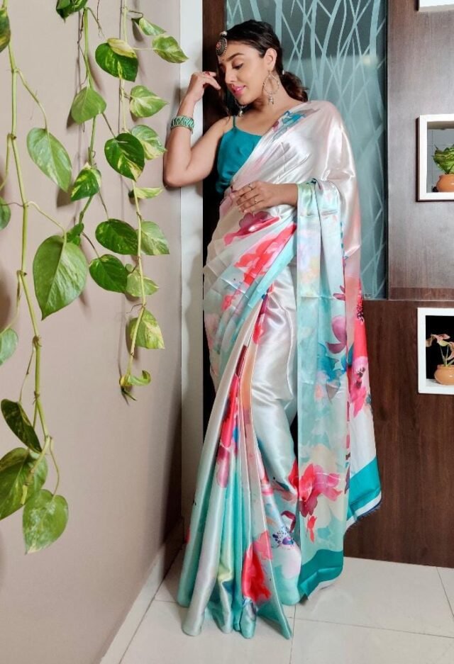 Japan Satin Silk Digital Printed Saree 06