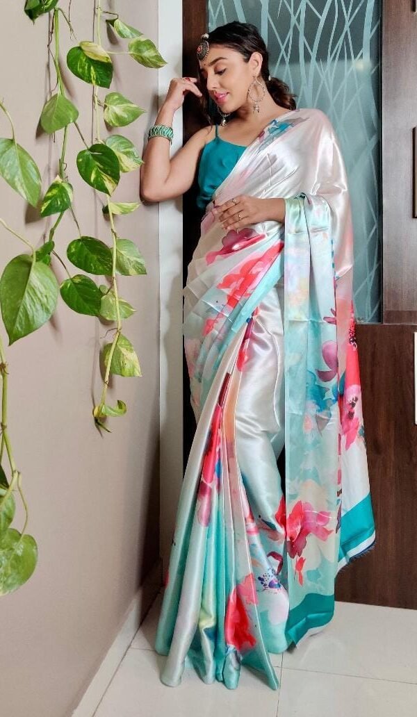 Japan Satin Silk Digital Printed Saree 02