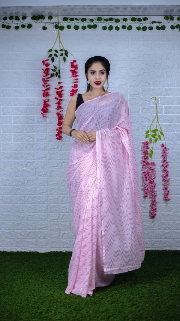 Heavy Georgette with Sequence Print Saree 01