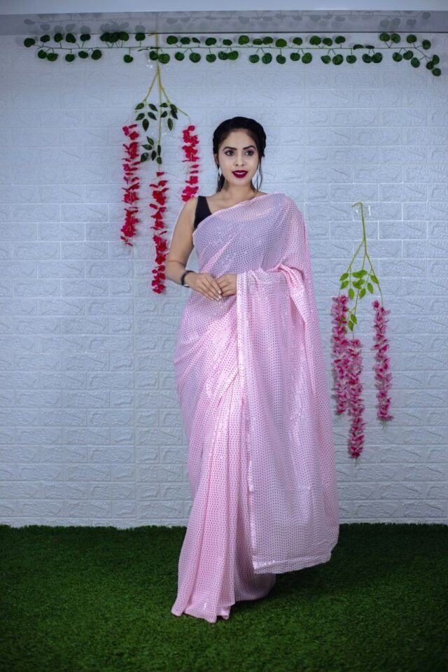 Heavy Georgette with Sequence Print Saree 01
