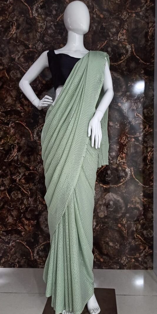 Heavy Georgette with Sequence Print Saree 02