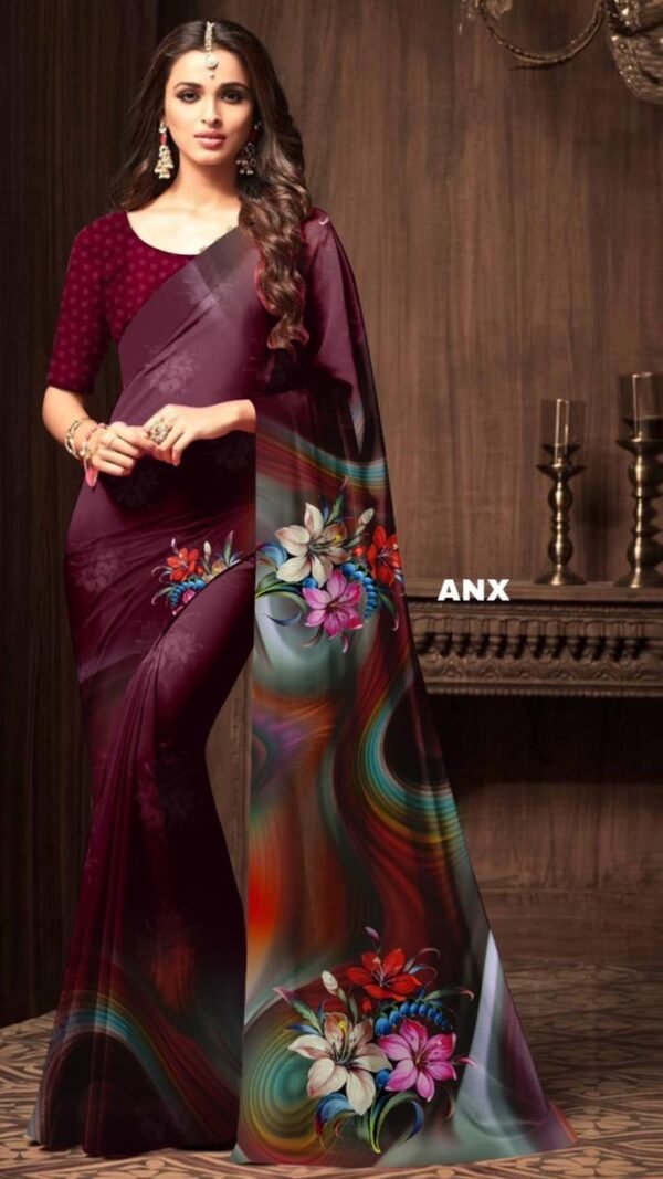 Heavy Satin Silk Digital Printed Saree 01