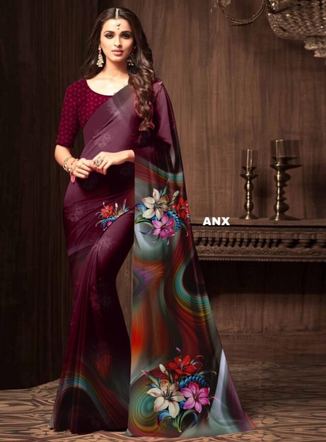 Heavy Satin Silk Digital Printed Saree 01