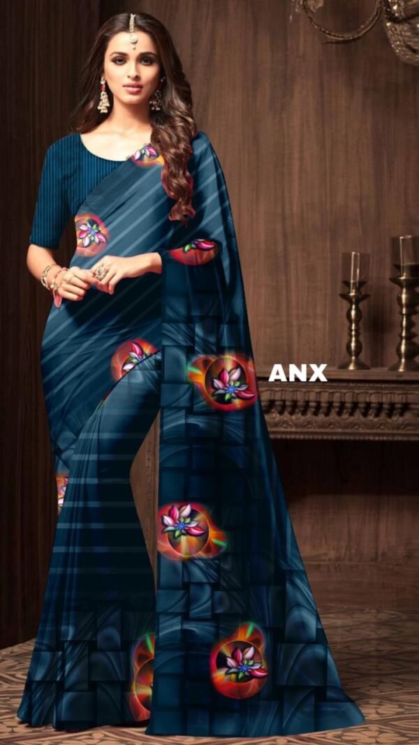 Heavy Satin Silk Digital Printed Saree 03