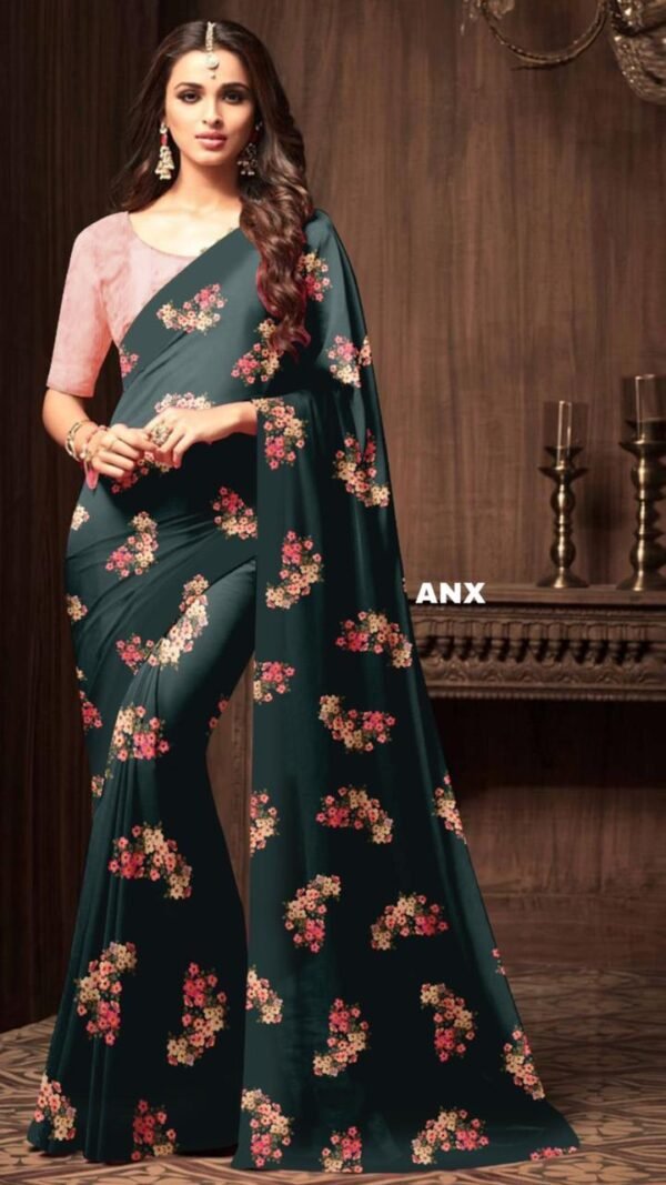 Heavy Satin Silk Digital Printed Saree 04