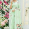 Pure linen saree with Beautiful colourful woven Pallu Saree 01