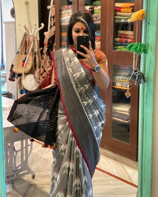Pure Linen Digital Print Sarees 07