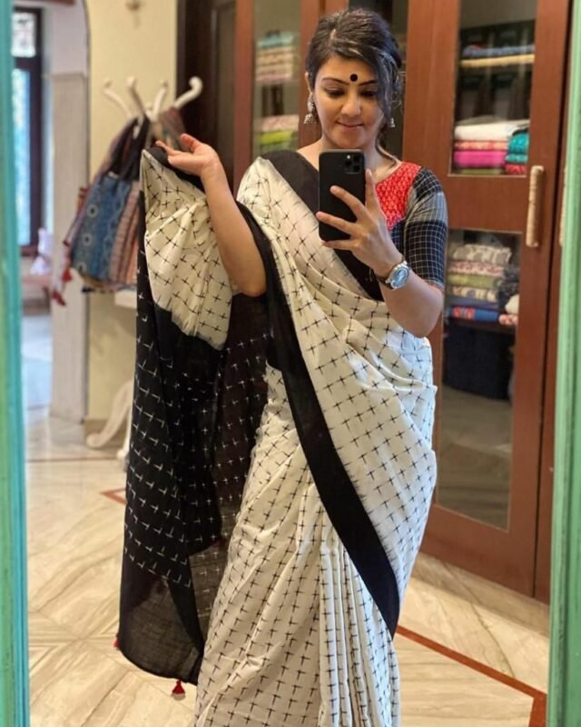 Pure Linen Digital Print Sarees 17