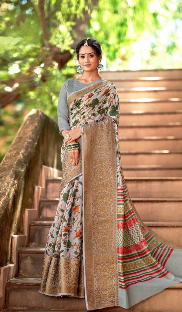 Cotton Silk with Weaving Border in Antiques Zari Saree 02