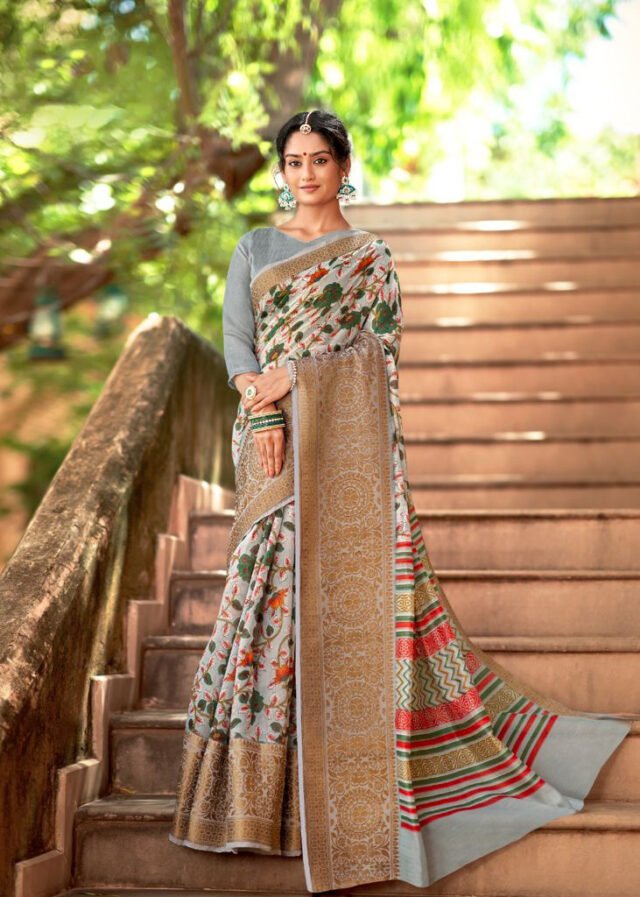 Cotton Silk with Weaving Border in Antiques Zari Saree 02