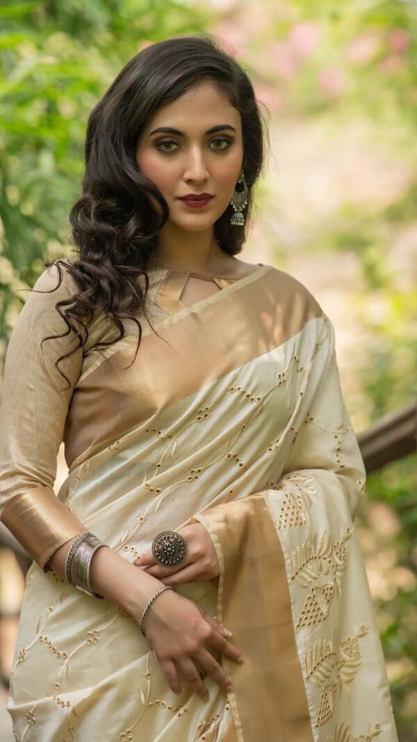 Silk Saree Embroidered Work with Zari Border 01