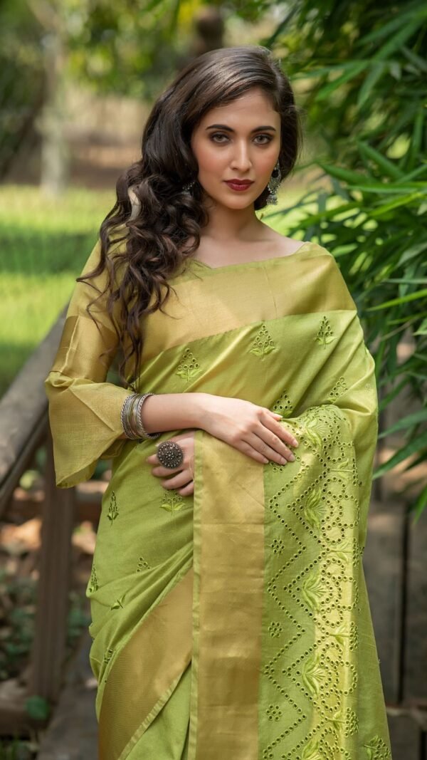 Silk Saree Embroidered Work with Zari Border 03