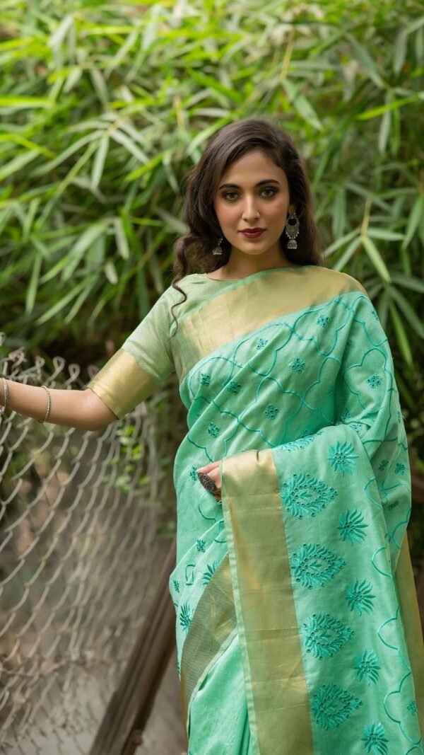 Silk Saree Embroidered Work with Zari Border 04