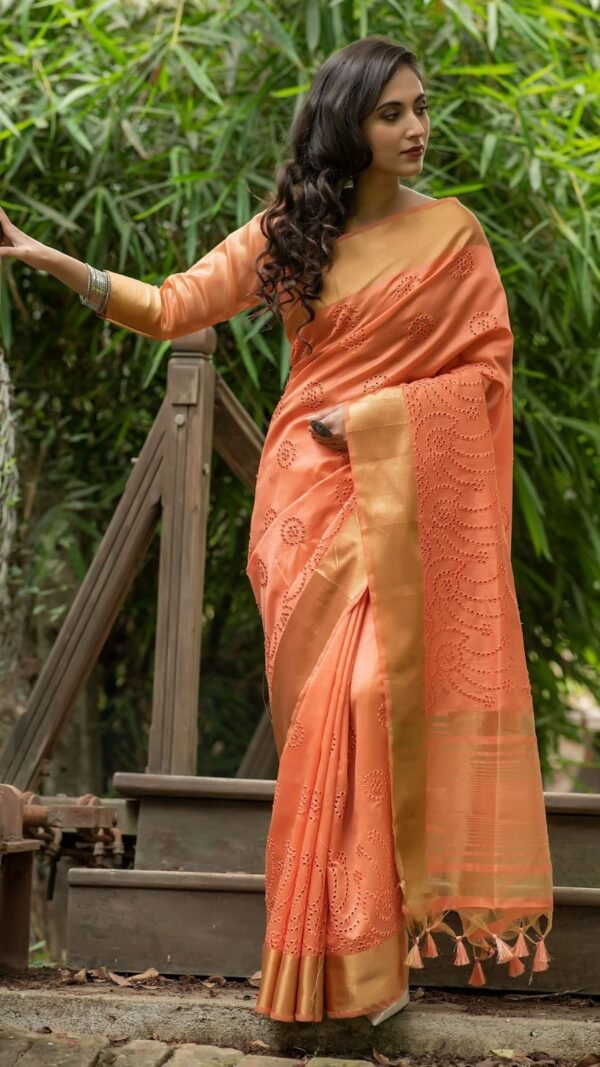 Silk Saree Embroidered Work with Zari Border 05