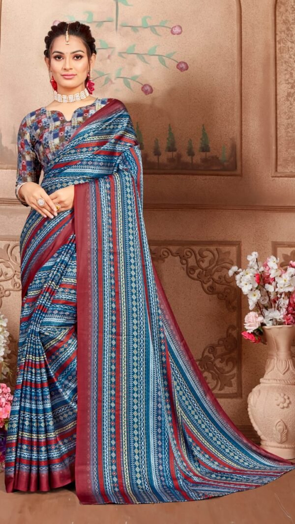 Japan Satin with Digital Print Saree 01