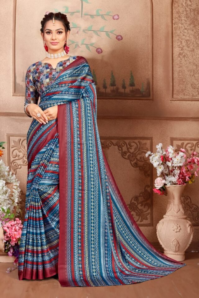 Japan Satin with Digital Print Saree 01