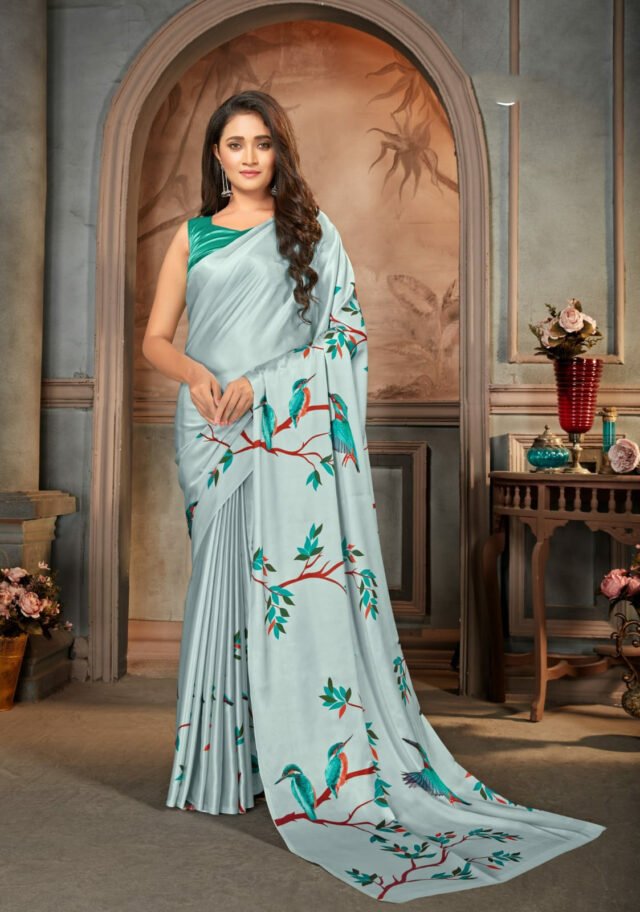 Exclusive Satin Crepe Sarees Online 04