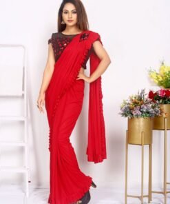 Imported Silk Lycra with Blouse Full Stitched Reddy To Wear Saree 08