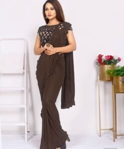 Imported Silk Lycra with Blouse Full Stitched Reddy To Wear Saree 10