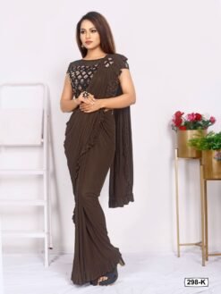 Imported Silk Lycra with Blouse Full Stitched Reddy To Wear Saree 10