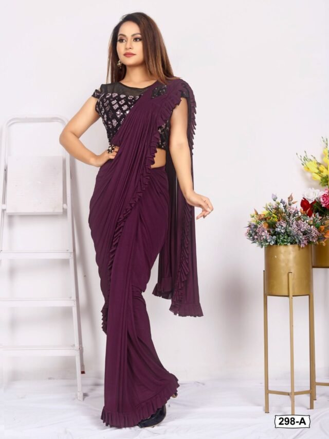 Imported Silk Lycra with Blouse Full Stitched Reddy To Wear Saree 01