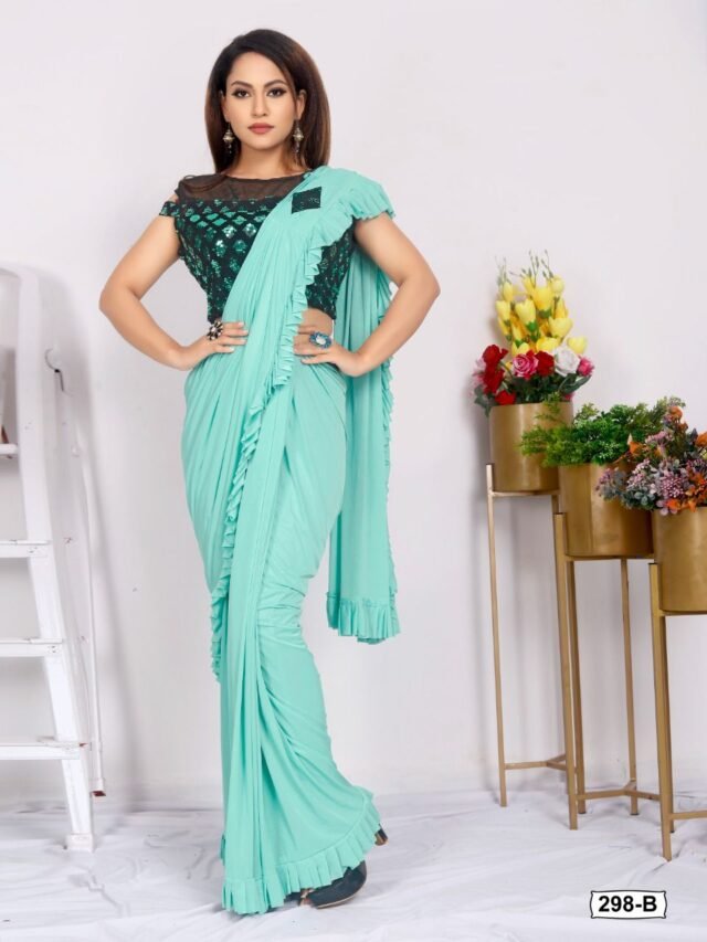 Imported Silk Lycra with Blouse Full Stitched Reddy To Wear Saree 02