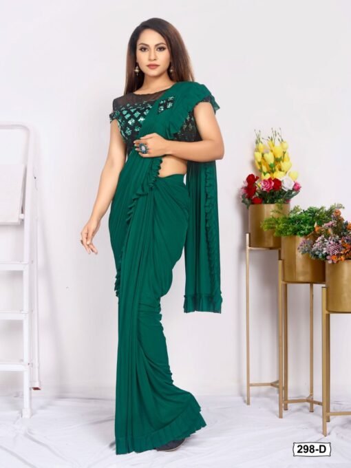Imported Silk Lycra with Blouse Full Stitched Reddy To Wear Saree 04