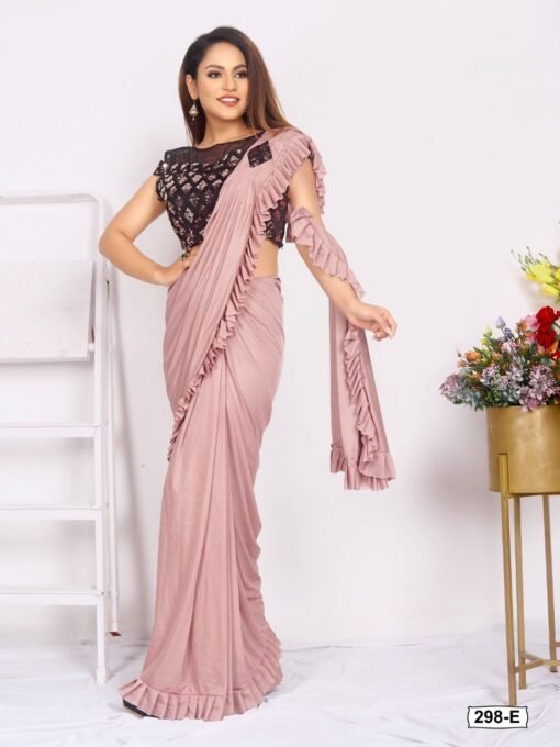 Imported Silk Lycra with Blouse Full Stitched Reddy To Wear Saree 05