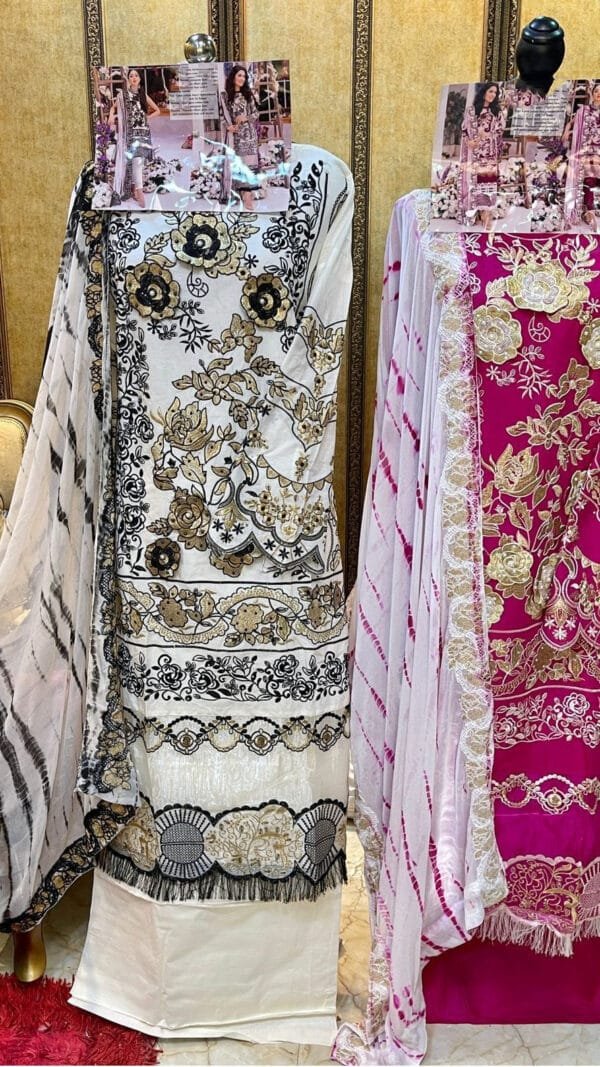 Lawn Cotton Heavy Embroidered With 3d Flower Pakistani Suits 02