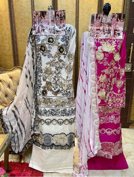 Lawn Cotton Heavy Embroidered With 3d Flower Pakistani Suits 01