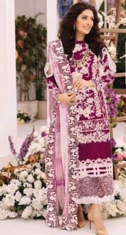 Lawn Cotton Heavy Embroidered With 3d Flower Pakistani Suits 02