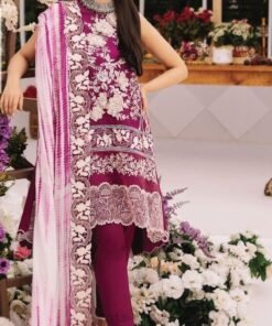 Lawn Cotton Heavy Embroidered With 3d Flower Pakistani Suits 02