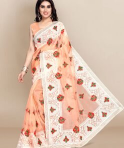 Organza saree with Digital Printed and Embroidery Lace Border Work 03