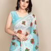 Organza saree with Digital Printed and Embroidery Lace Border Work 06