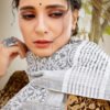 Soft Linen Saree with Weaving Lucknowi Saree 03