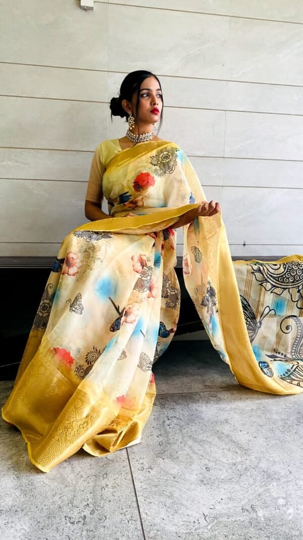 Exclusive Organza Digital Print Jequard Saree 01