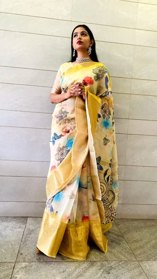 Exclusive Organza Digital Print Jequard Saree 01