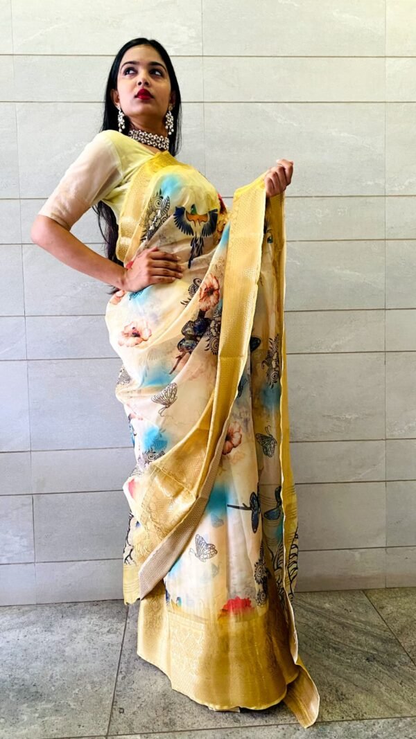 Exclusive Organza Digital Print Jequard Saree 01