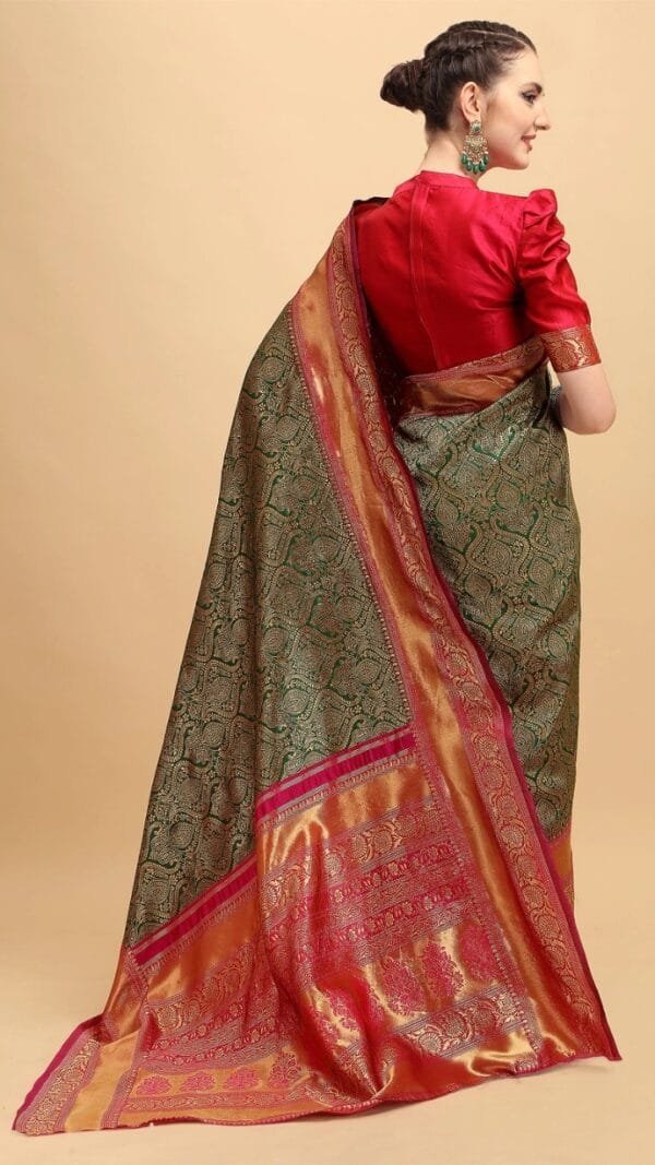 Pure Soft Litchi Banarasi Silk Saree with Work Blouse 01