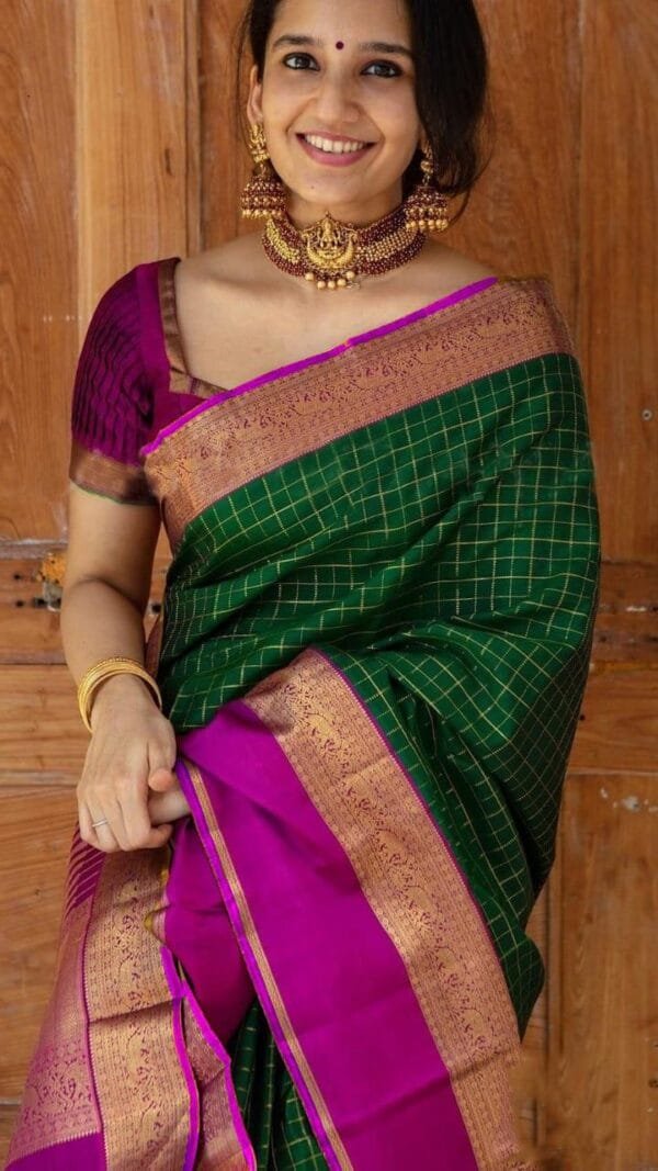Pure Soft Litchi Banarasi Silk Saree with Work Blouse 02