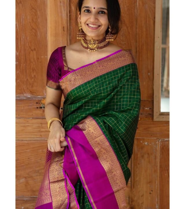 Pure Soft Litchi Banarasi Silk Saree with Work Blouse 02