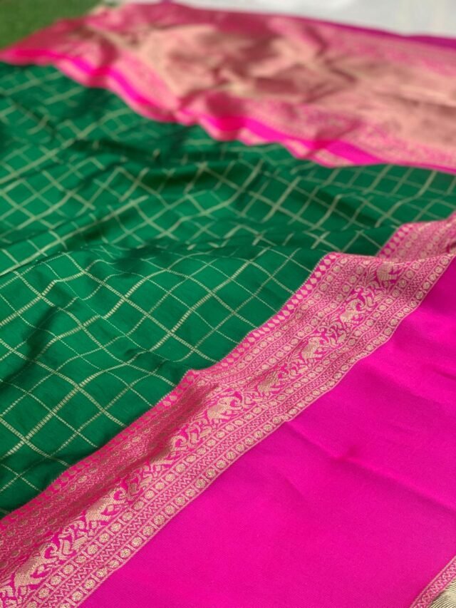 Pure Soft Litchi Banarasi Silk Saree with Work Blouse 02