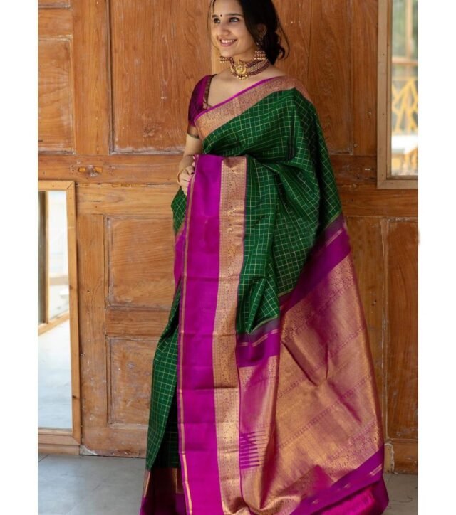 Pure Soft Litchi Banarasi Silk Saree with Work Blouse 02