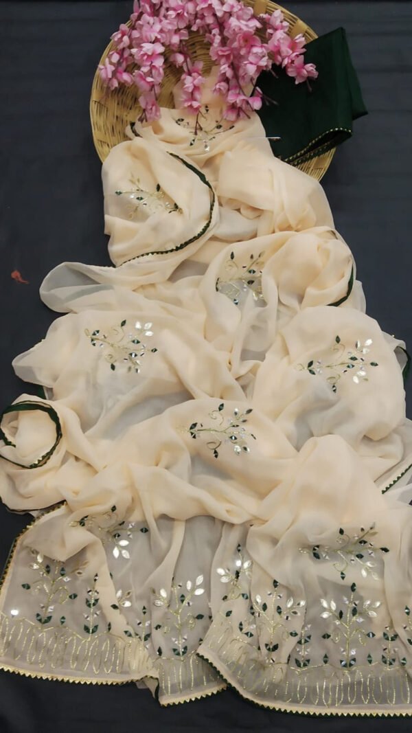 Siffon Silk With Original Mirror and Gota Work Saree 04